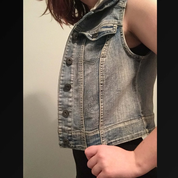 Jean Vest with Removable Hood - Picture 2 of 8